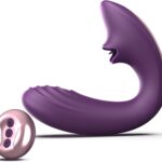 Clitoral Licking G Spot Vibrator, Tongue Adult Toys with Remote Control for Women Couple Play, Vibrating Sex Toy for Double Stimulation with 7 Licking & 10 Vibration Patterns, Purple
